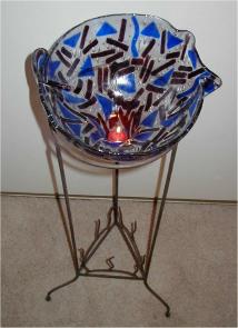 Slumped glass candle holder by Mike Garner
