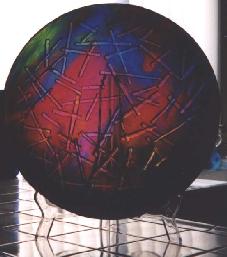 Fused Glass Bowl with Clear Strips