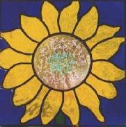Sunflower Stained Glass Panel with Fused Glass Beads